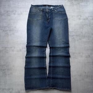 Y2K Blue Point Zero Grunge Flared Wide Leg Denim Jeans